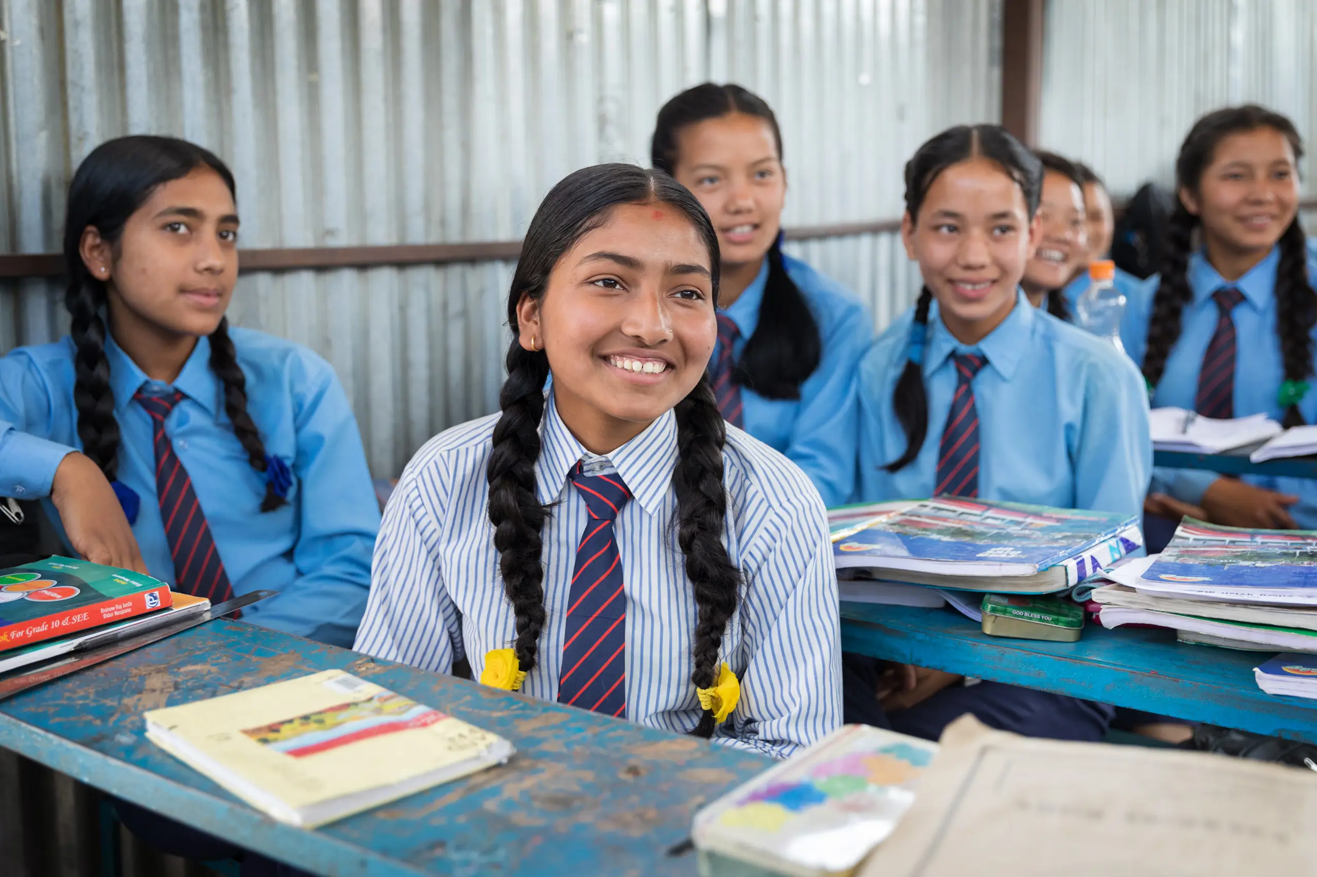 Female class 10 students in a school in Nepal